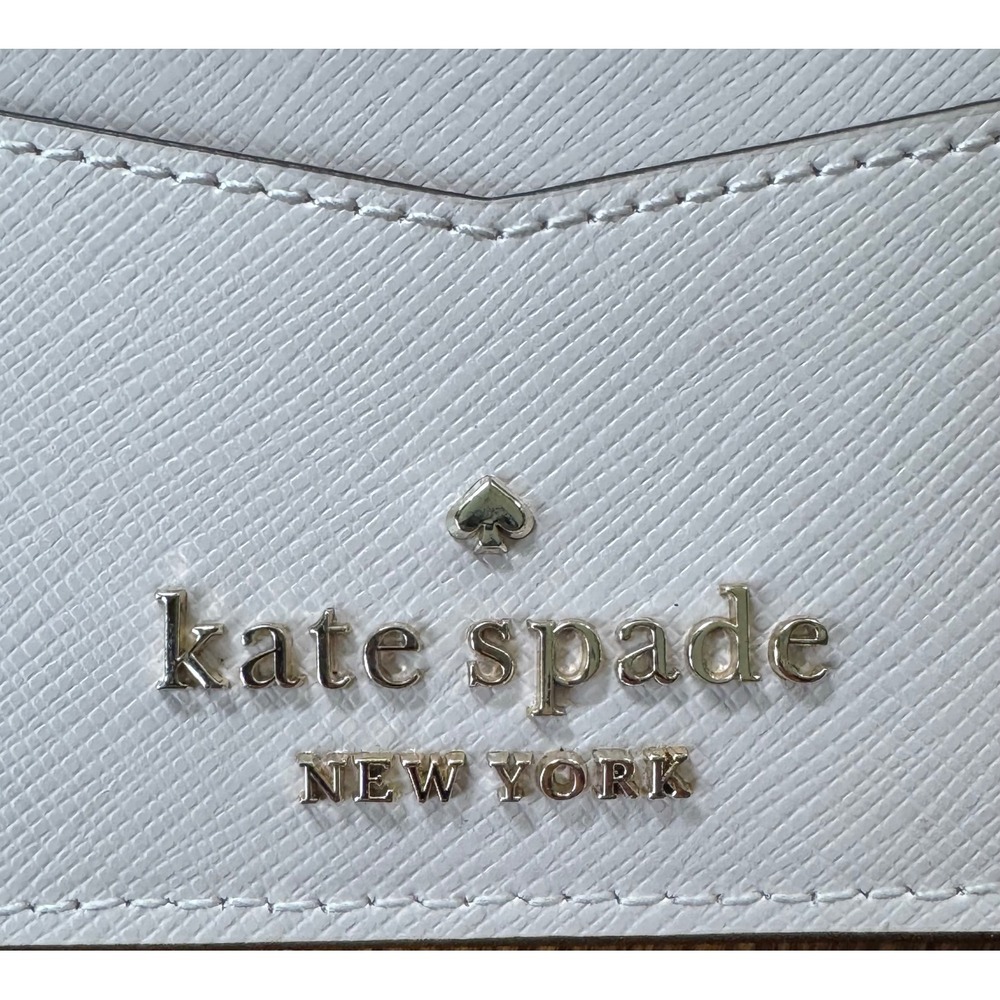 Kate Spade New York Saffiano Leather Card Holder Heart Studs Pink Light Purple - Picture 5 of 10